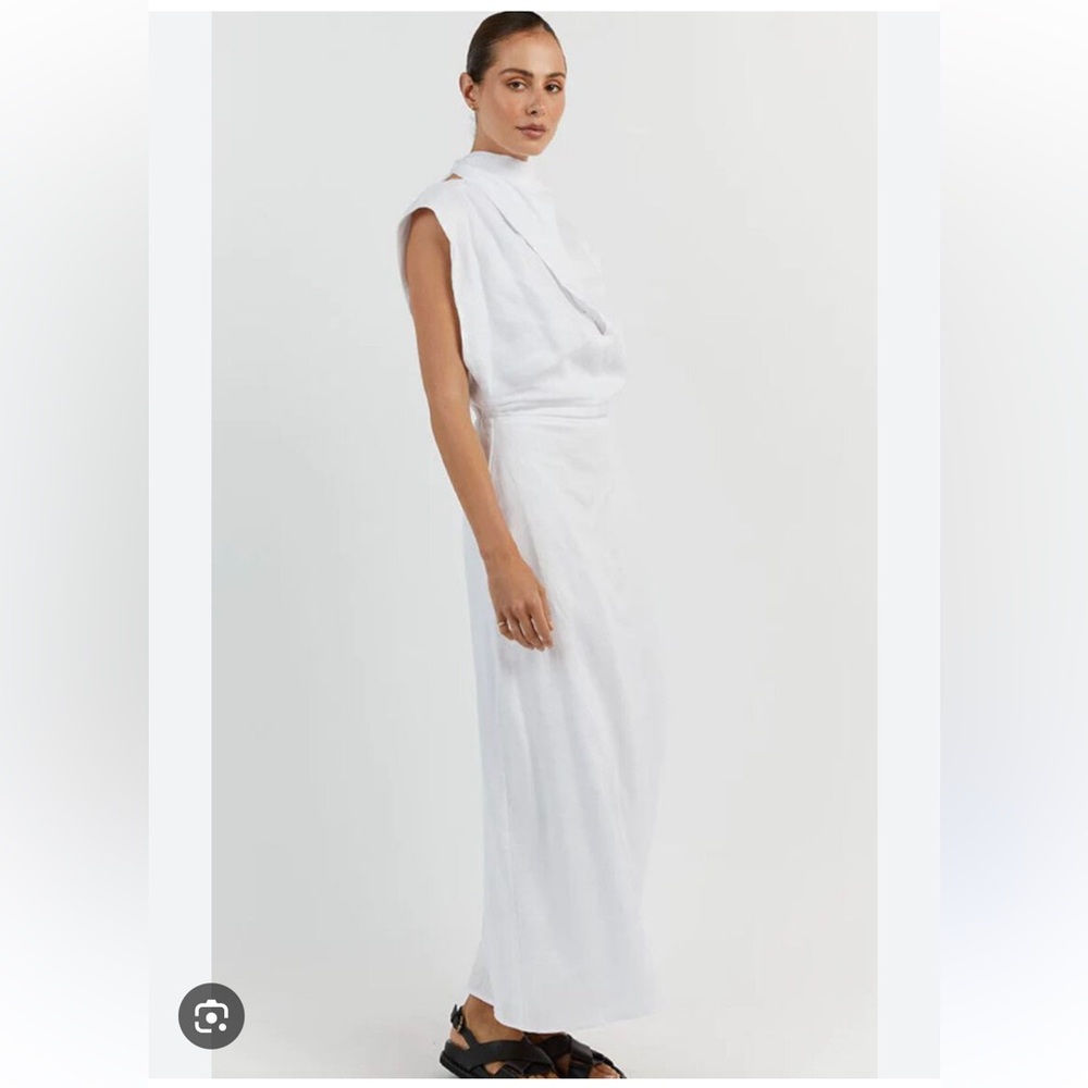 DISSH Alessi White Linen Midi Dress - Size 6